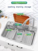 อินเทอร์เน็ตคนดังญี่ปุ่น3D แบนสำหรับขนาดใหญ่ช่องใส่ Nano 304สแตนเลสสตีลครัวอ่างล่างหน้าล้างจานอ่างล้างหน้า 3