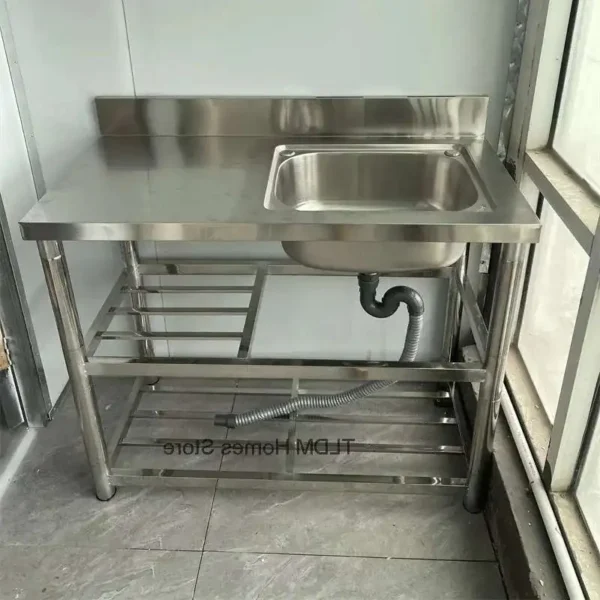 อ่างล้างจานเชิงพาณิชย์ที่ทันสมัยพร้อมขายึดแสงหรูหราสแตนเลสล้างจานอ่างล้างจานเคาน์เตอร์ตู้รวม 1