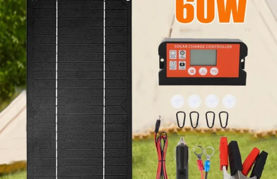 ชุดแผงโซลาร์เซลล์ 60W ครบชุด 18V โมโนคริสตัลไลน์ พร้อมตัวควบคุมการชาร์จ สำหรับการตั้งแคมป์กลางแจ้ง ปีนเขา และการเกษตร 1