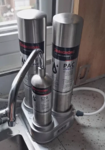 เครื่องกรองน้ำอ่างล้างจานฉางหง สแตนเลส ติดตั้งบนเคาน์เตอร์ ระบบกรองแบบอัลตร้าฟิลเตรชั่น สำหรับดื่มน้ำโดยตรง รุ่น AG 1