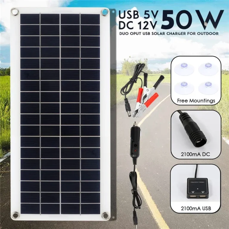 50W แผงพลังงานแสงอาทิตย์ 12V Monocrystalline USB แบบพกพากลางแจ้ง Solar Cell รถเรือ Camping Hiking Travel ชาร์จโทรศัพท์ 1