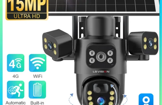 LS VISION 4G/WiFi พลังงานแสงอาทิตย์กล้อง 3 เลนส์กลางแจ้ง 15MP 4K ต่ําแบตเตอรี่กล้อง IP PIR Night Vision V380 Pro กล้องวงจรปิดความปลอดภัย 1