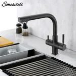 Smesiteli โปรโมชั่นทองเหลืองสามวิธี Matte สีดำ/สีขาวห้องครัวก๊อกน้ำ Osmosis Tri กระแสเงินสดอ่างล้างจาน 3 ทาง filter Tap 1