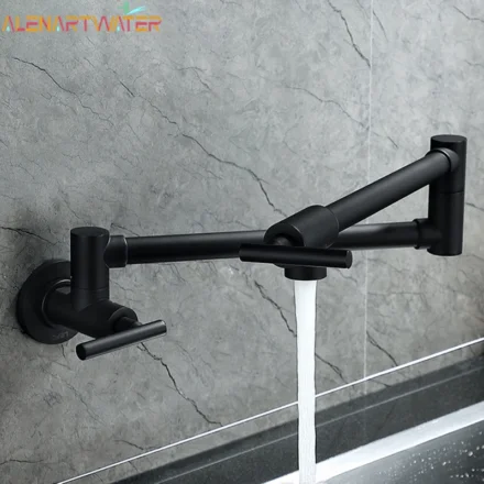 Baokemo พับเข้าไปในก๊อกน้ําติดผนัง 304 สแตนเลสสตีลสากลหมุนก๊อกน้ําห้องครัวปกปิดก๊อกน้ําเย็นเดี่ยว 1