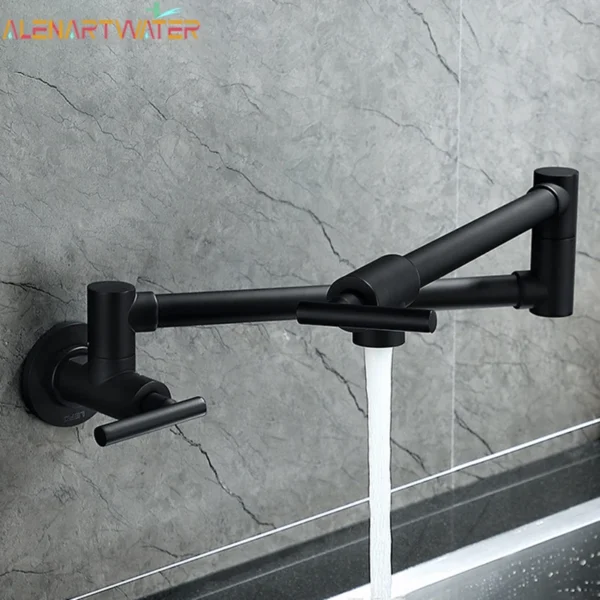 Baokemo พับเข้าไปในก๊อกน้ําติดผนัง 304 สแตนเลสสตีลสากลหมุนก๊อกน้ําห้องครัวปกปิดก๊อกน้ําเย็นเดี่ยว 1