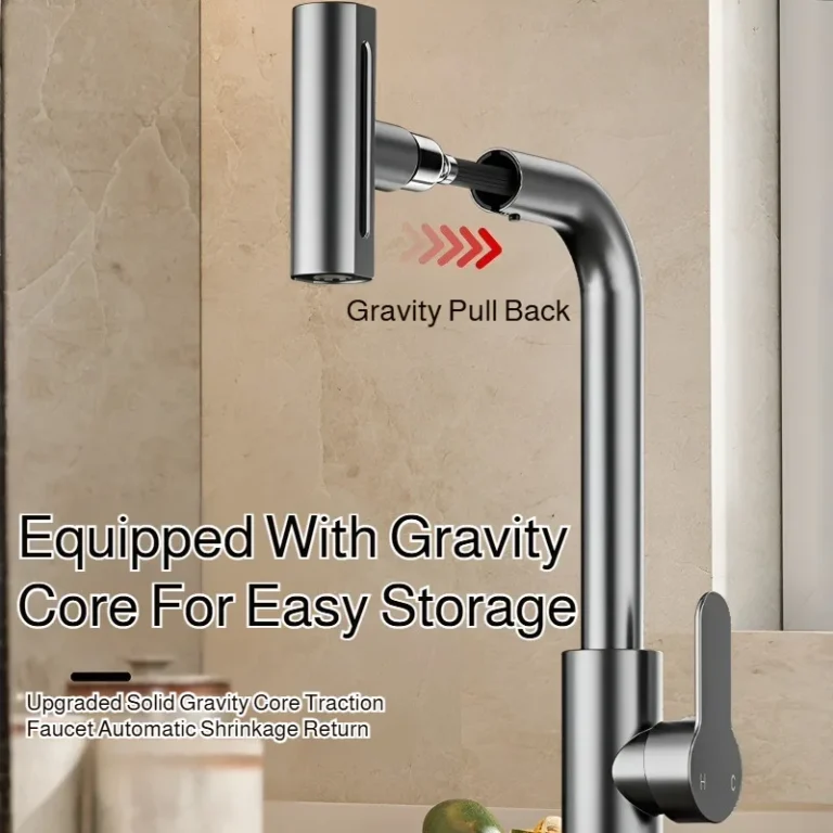 ก๊อกน้ำอ่างล้างจานแบบสี่โหมด ก๊อกน้ำร้อน-เย็น รุ่น 720 °   ก๊อกน้ำแบบดึงออกได้ ปรับหมุนได้ ทำความสะอาดง่าย รูปแบบน้ำตก สำหรับห้องครัว 1