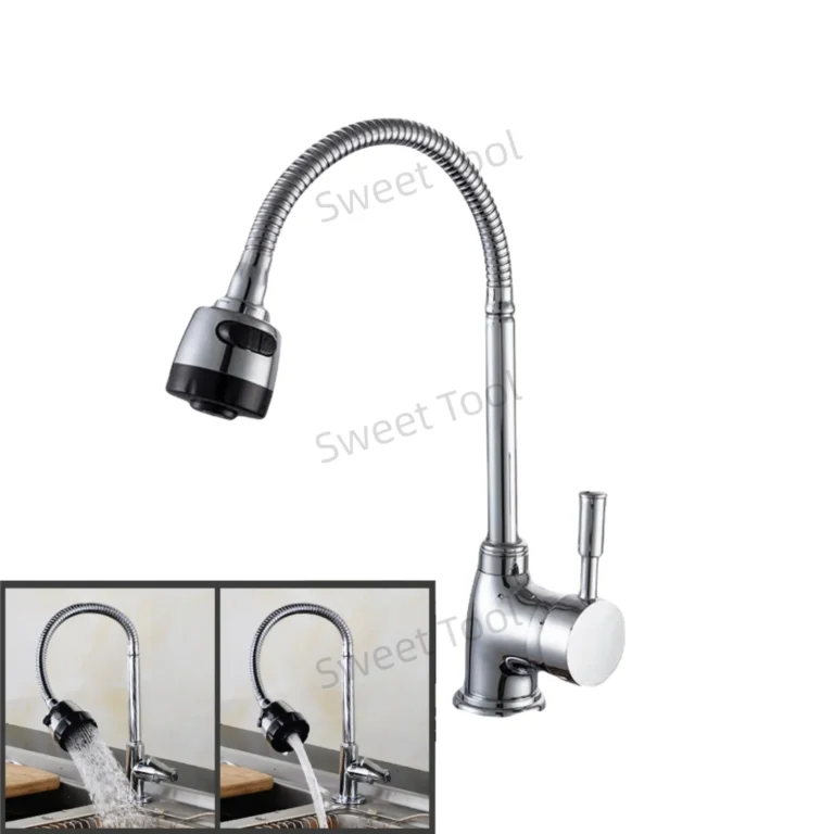 ก๊อกน้ำหมุนได้ 360 องศา พร้อมคอห่าน สแตนเลสสตีล ชุบโครเมียม แบบก้านโยกเดี่ยว น้ำร้อน-น้ำเย็น สำหรับติดตั้งบนเคาน์เตอร์ครัว 1