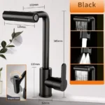 ก๊อกน้ําห้องครัวน้ําตก 4 โหมดสากล 360 ° หมุนสวิงอาร์มสแตนเลสร้อนเย็นหลุมเดียวดาดฟ้าติดอ่างล้างจานแตะ 4