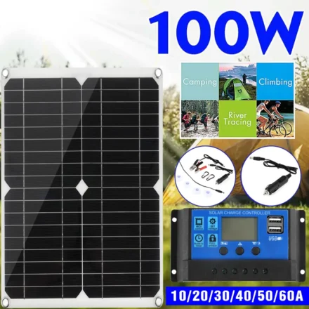 100W แผงโซล่า Kit DC 18V 10/20/30A Controller Solar เซลล์สำหรับรถ Yacht RV เรือโทรศัพท์มือถือแบตเตอรี่ Charger 1