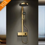 ชุดระบบฝักบัวอาบน้ำ VGX ชุดฝักบัวทองหรูหรา ชุดฝักบัวทองเหลืองแบบเรนชาวเวอร์ ชุดฝักบัวผสมน้ำแบบโรสโกลด์ 3