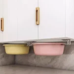 ชั้นวางของในครัวแบบติดผนัง YM แบบพกพา ซ่อนได้ ไม่เป็นรูพรุน ทันสมัย สำหรับวางฝาหม้อ ใต้ตู้ ชั้นวางเขียงแบบโมเดิร์น 6