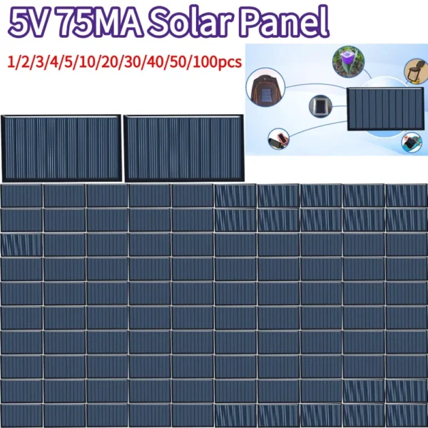 5V 75MA แผงพลังงานแสงอาทิตย์ DIY Powered รุ่นกลางแจ้งชุดพลังงานแสงอาทิตย์แบบชาร์จไฟได้สําหรับโทรศัพท์มือถือขนาดเล็ก DC แบตเตอรี่ Charger อุปกรณ์เสริม 1