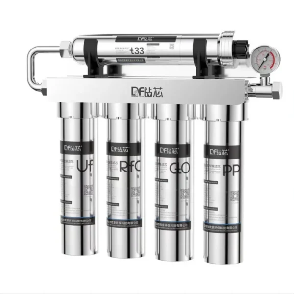 ระบบกรองน้ำ 5 ขั้นตอน พร้อมไส้กรอง เครื่องกรองน้ำสแตนเลส ไม่ต้องเสียบปลั๊ก ไม่มีน้ำเสีย ลดสารตะกั่ว คลอรีน 99.999% 1