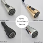 Rozin สีดําก๊อกน้ําห้องครัวเดี่ยวดึง Spout อ่างล้างจาน TAP Stream Sprayer หัว Chrome/สีดํา Mixer TAP 5