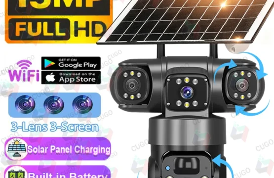 15MP 8K ไวไฟเอชดีกล้องสามเลนส์กล้องไอพีพลังงานแสงอาทิตย์กลางแจ้งไร้สายกันน้ำ PIR การมองเห็นตอนกลางคืน AI การติดตามมนุษย์การเฝ้าระวัง 1