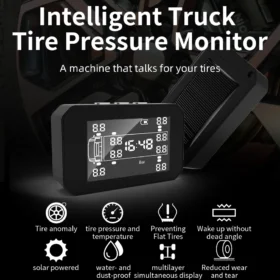 ระบบตรวจสอบความดันยางรถ TPMS ชาร์จพลังงานแสงอาทิตย์จอแสดงผล LCD 6/8/10/12 เซ็นเซอร์ความดันยางและอุณหภูมิความปลอดภัยนาฬิกาปลุก 2
