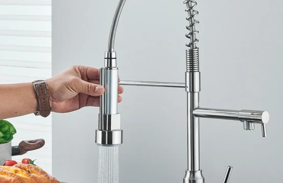 นิกเกิลอ่างล้างจานก๊อกน้ําดึงลงร้อนและเย็น Mixer2 โหมด TAP Dual Spout 360 หมุนยืดหยุ่นดาดฟ้าติดตั้ง 1