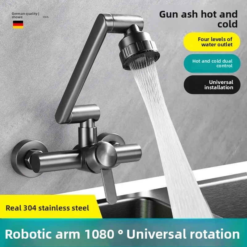 4 โหมดสแตนเลสติดผนังก๊อกน้ําห้องครัวห้องน้ําอ่างล้างจานอ่างล้างหน้าน้ําร้อนเย็น TAP 360 องศา 1 4 โหมดสแตนเลสติดผนังก๊อกน้ําห้องครัวห้องน้ําอ่างล้างจานอ่างล้างหน้าน้ําร้อนเย็น TAP 360 องศา 1