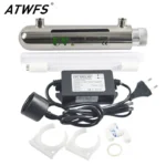 Atwfs 6W 220V ตัวกรองเครื่องฆ่าเชื้อด้วยแสง UV สแตนเลสเครื่องกรองน้ำระบบ RO สำหรับใช้ในครัวเรือนเครื่องกรองน้ำห้องครัว 1