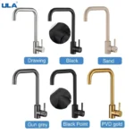 ULA ก๊อกน้ําห้องครัวสแตนเลส 360 หมุนอ่างล้างจานร้อนและเย็น Chrome Black Gold Sink Mixer Tap Torneira 2