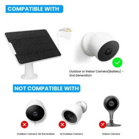 IP65ที่ชาร์จในแผงโซล่า10W 5V ที่ชาร์จแสงอาทิตย์กันน้ำพร้อมที่ติดผนังแบบปรับได้สำหรับ Google Nest CAM กล้องความปลอดภัยในบ้าน 5