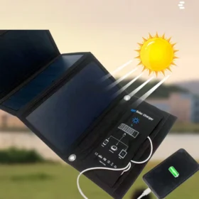 เครื่องชาร์จพลังงานแสงอาทิตย์แบบพับได้ 28 วัตต์ แผงโซลาร์เซลล์พกพาสำหรับตั้งแคมป์ ชาร์จโทรศัพท์มือถือ เดินป่า 6