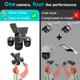 กล้องวงจรปิด 4G ซิมการ์ด พลังงานแสงอาทิตย์ PTZ  ไร้สายสำหรับภายนอกอาคาร ตรวจจับความเคลื่อนไหวด้วยเซ็นเซอร์ PIR  กล้อง IP WiFi พร้อมไซเรน  กล้องวงจรปิดพลังงานแสงอาทิตย์  ไฟโซลาร์ 6