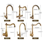 Antique Bronze ก๊อกน้ําห้องครัว 360 หมุนหมุนก๊อกน้ําร้อนน้ําเย็น Tap Mixer ก๊อกน้ําอ่างล้างจาน ELK331 2