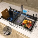 อ่างล้างจานสแตนเลสแบบมีน้ำตก ขนาดใหญ่พิเศษ ช่องเดียว พร้อมหน้าจอดิจิตอล ขนาด 100x50 ซม. 5